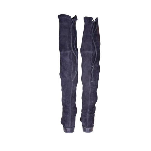 Stuart Weitzman Over the Knee Black Suede Boots Stretch Flats Size 7M